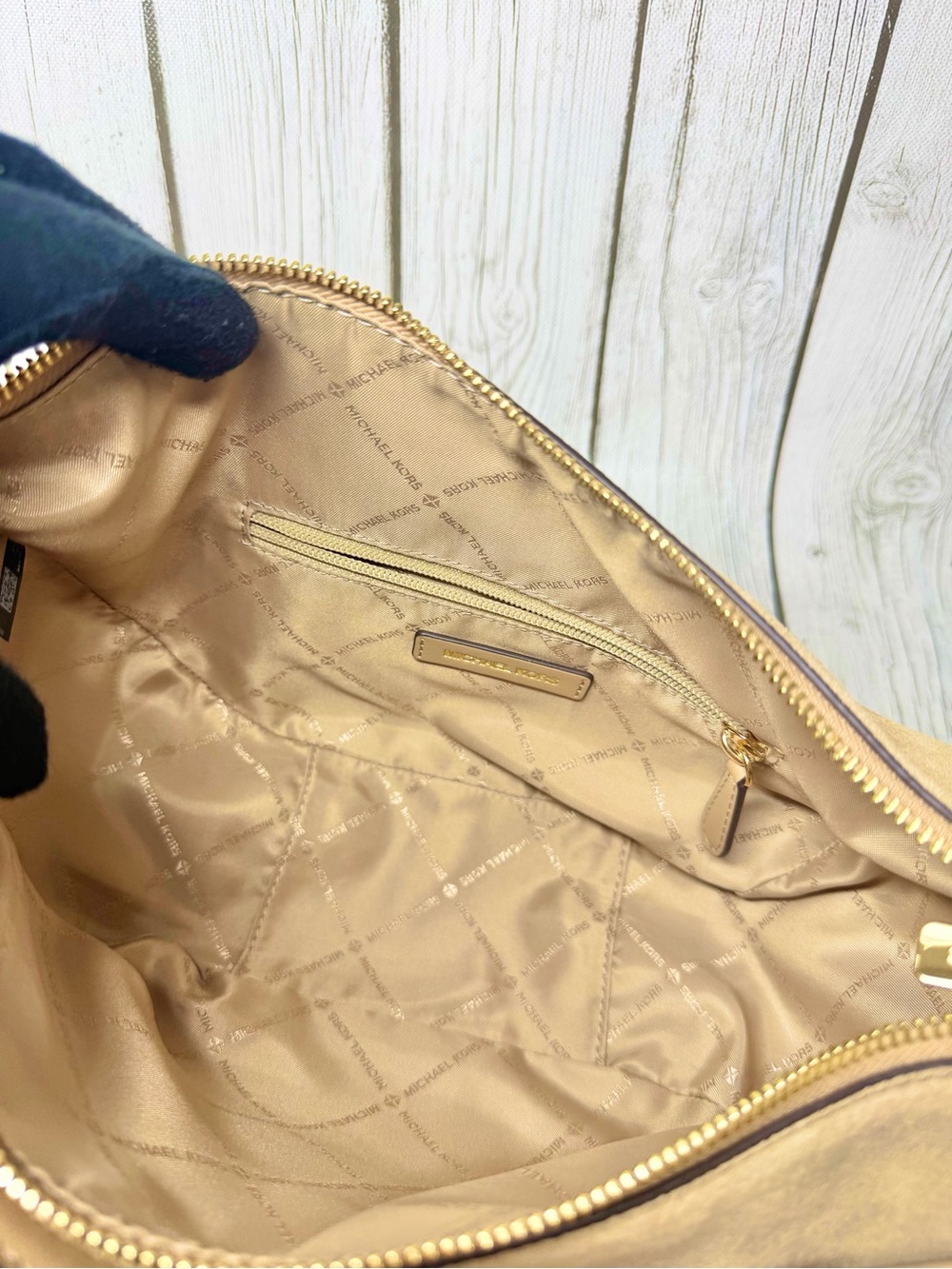 BRAND NEW Michael Kors Camel Merritt Medium Suede Convertible Shoulder Bag - Picture 14 of 14